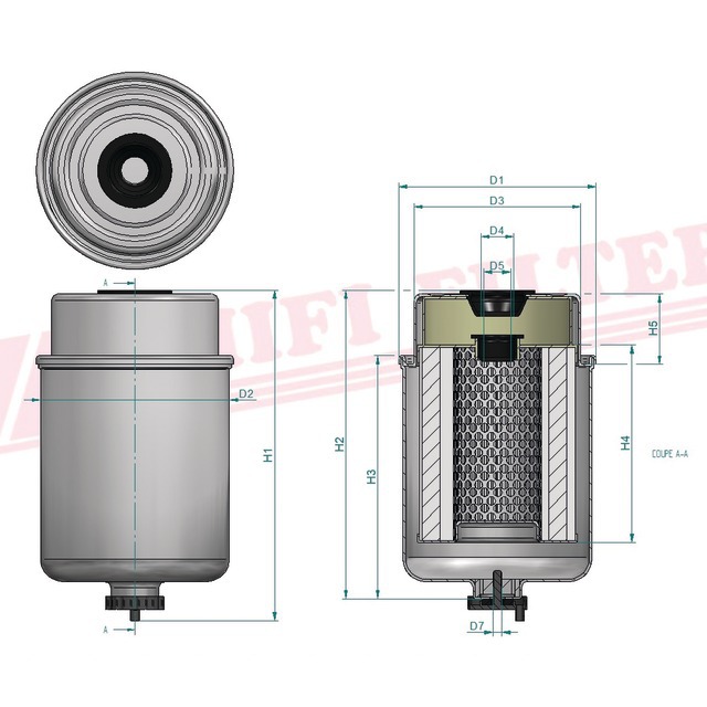 Filtre A Gasoil Separateur D'eau SN 70319 Hifi Filter référence fournisseur HIFSN70319